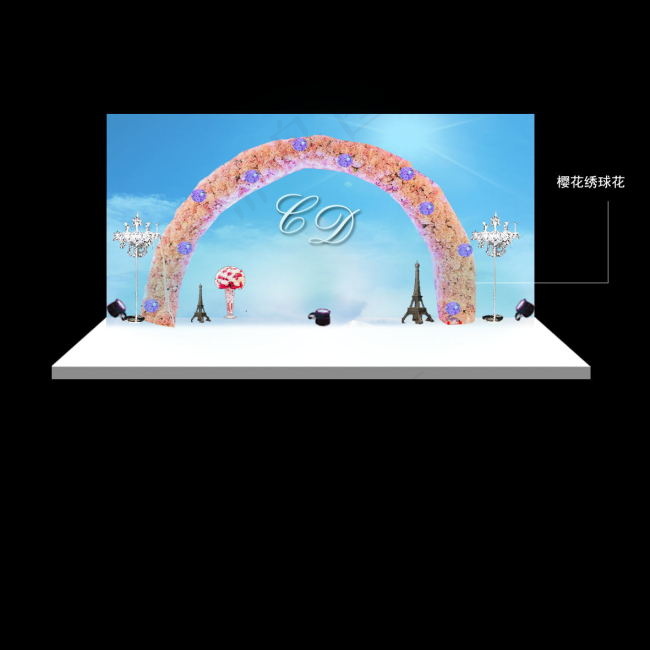 蓝色婚礼背景psd模版下载