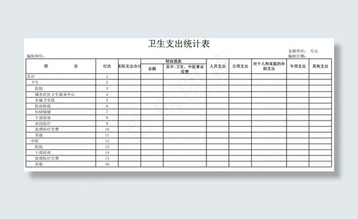 卫生支出统计表