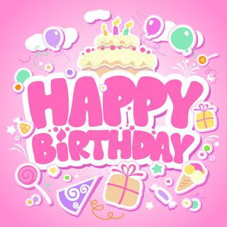 手绘彩色生日快乐艺术字体合集