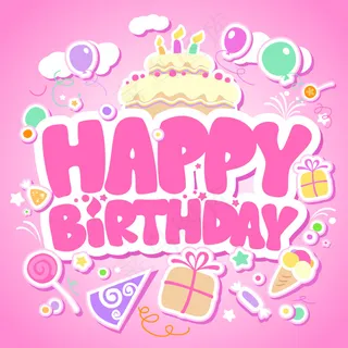 手绘彩色生日快乐艺术字体合集