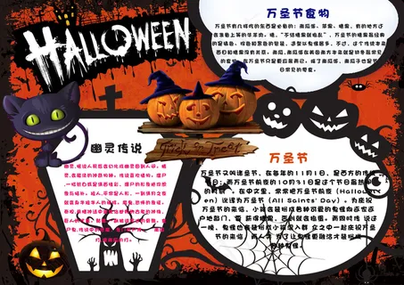 卡通万圣节小报手抄报模板 卡通万圣节小报手抄报模板