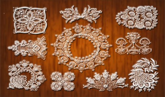蕾丝花边素材-圆形吉祥对称花型