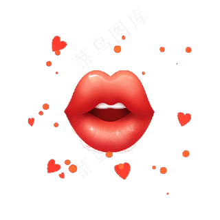 免抠元素爱心小红唇