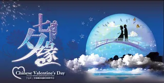 鹊桥相会七夕情人节矢量素材