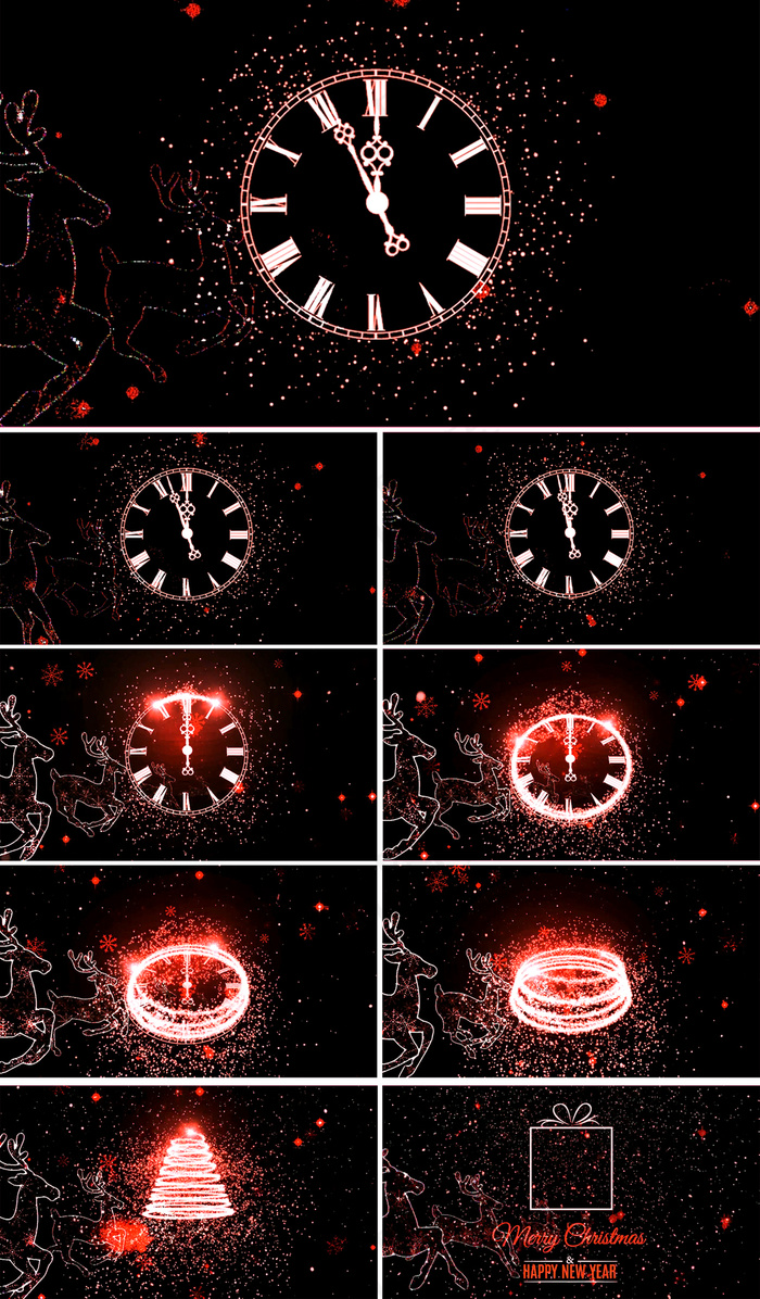 圣诞节红色钟表倒计时烟花AE模板ai矢量模版下载