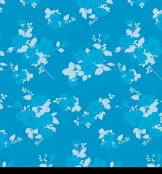 蓝色花卉印花素材