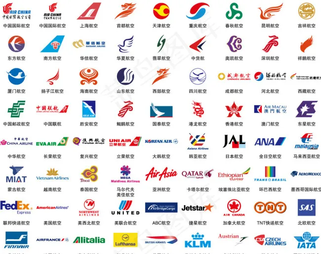 国内外常用航空公司Logo大全ai矢量模版下载