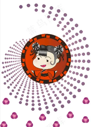 矢量中国风汉服娃娃标志