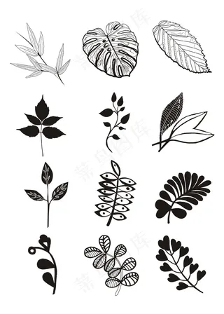 植物花卉简笔装饰画叶子