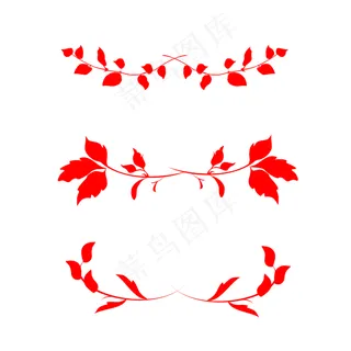 红色手绘花藤分隔线