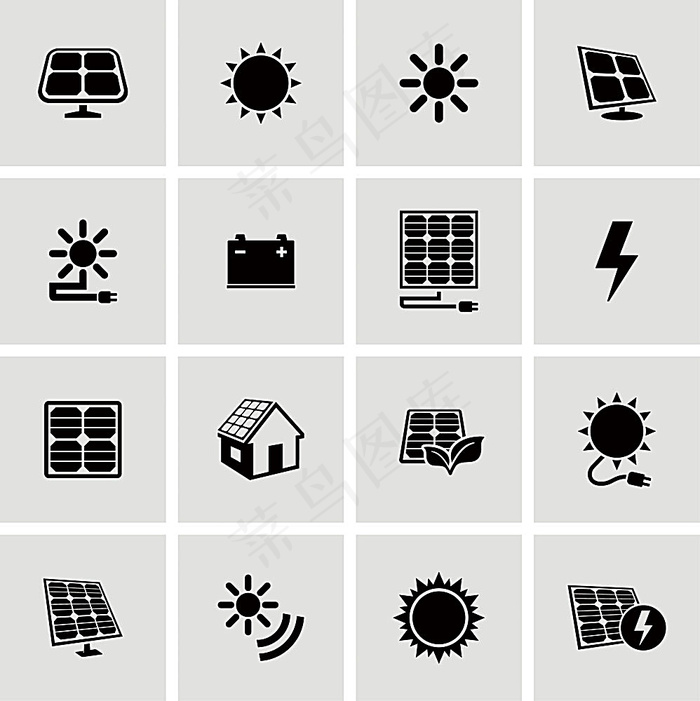 太阳能发电图标eps,ai矢量模版下载