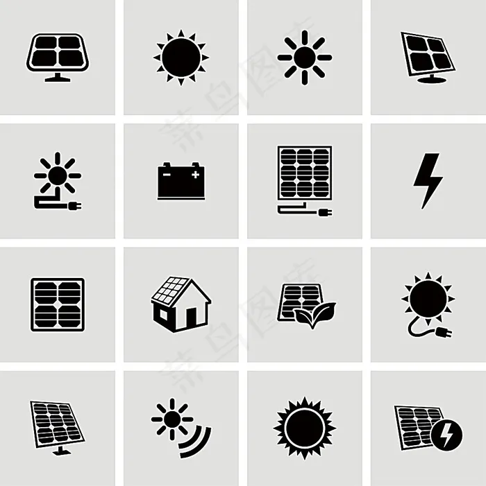 太阳能发电图标eps,ai矢量模版下载