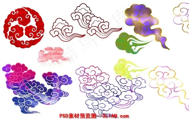 9款祥云传统文化PSD素材psd模版下载