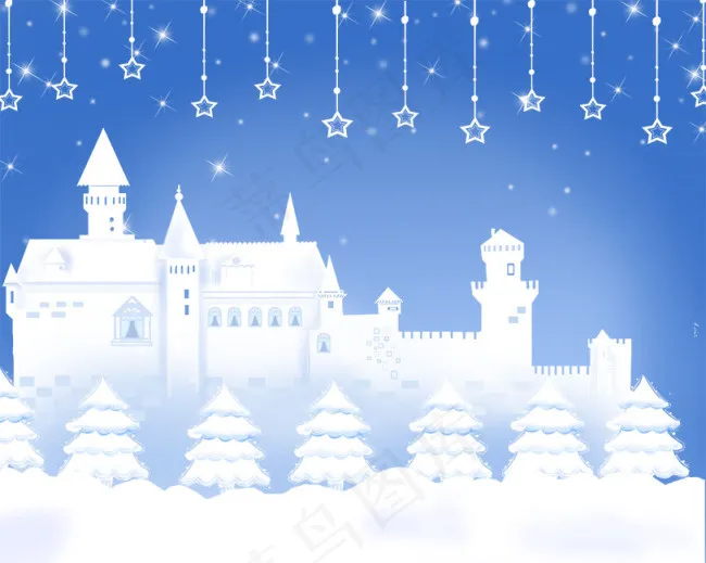 雪国故事儿童插画全图片psd模版下载