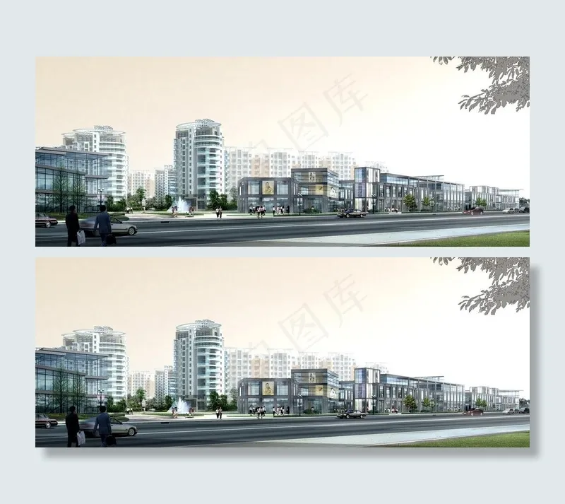 住宅楼商铺效果图图片(4000X1760(DPI:72))psd模版下载