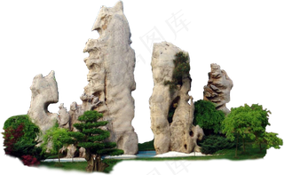 园林景观假山石林PNG免扣素材