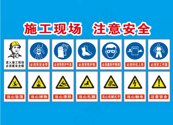 安全施工生产工地安全标识 psd模版下载