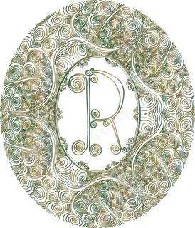 手绘字体字母R矢量插画