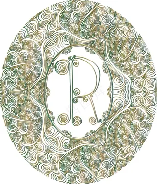 手绘字体字母R矢量插画