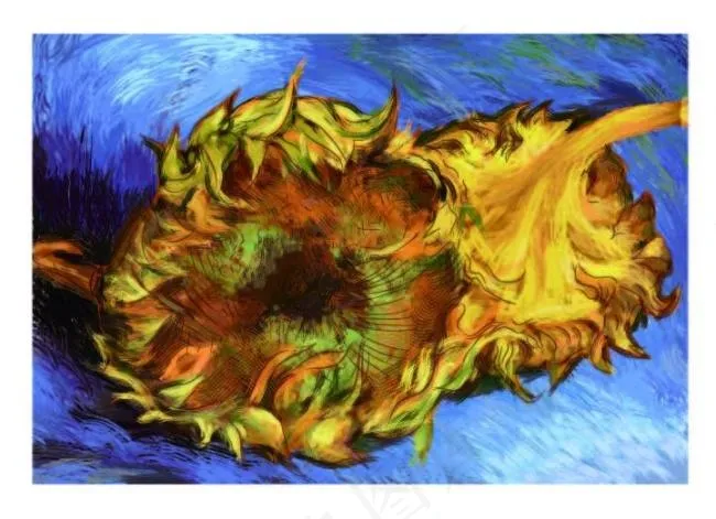 精美向日葵油画矢量素材ai矢量模版下载