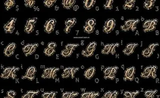 钻石镶嵌在英文字母的阿拉伯数字和符...