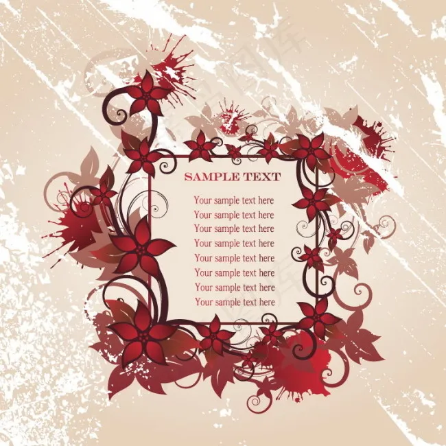 时尚花朵边框矢量素材eps,ai矢量模版下载