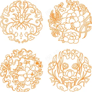 传统花卉花纹图案矢量素材