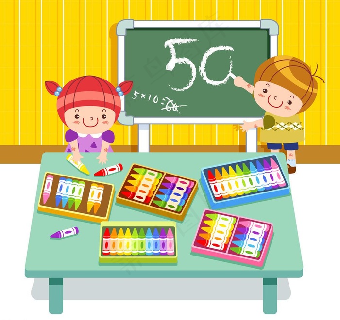 算算数的小孩图片eps,ai矢量模版下载