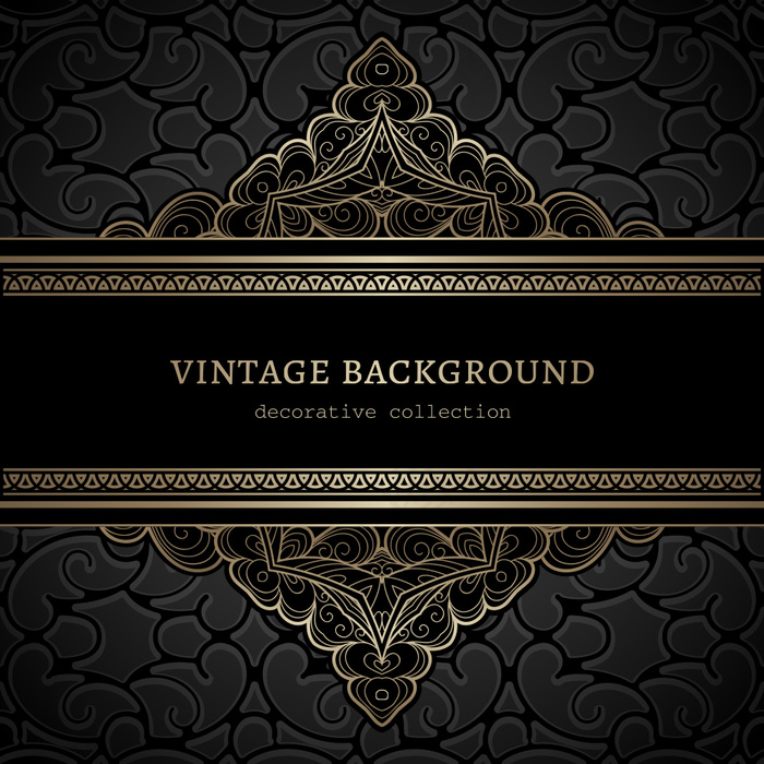 金色欧式花纹边框金属质感背景底纹