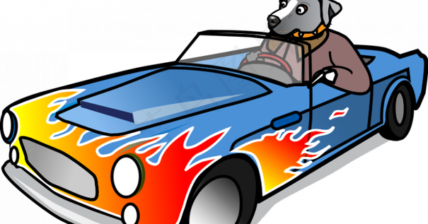 狗在跑车矢量图像