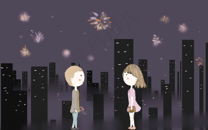 情人节q版插画图片淘宝海报