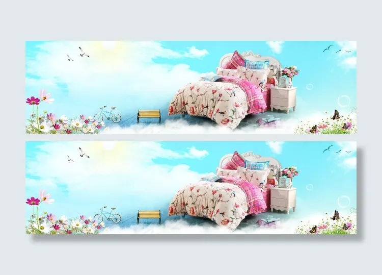 春天清爽淘宝素材背景banner海报(1920X540(DPI:72))psd模版下载