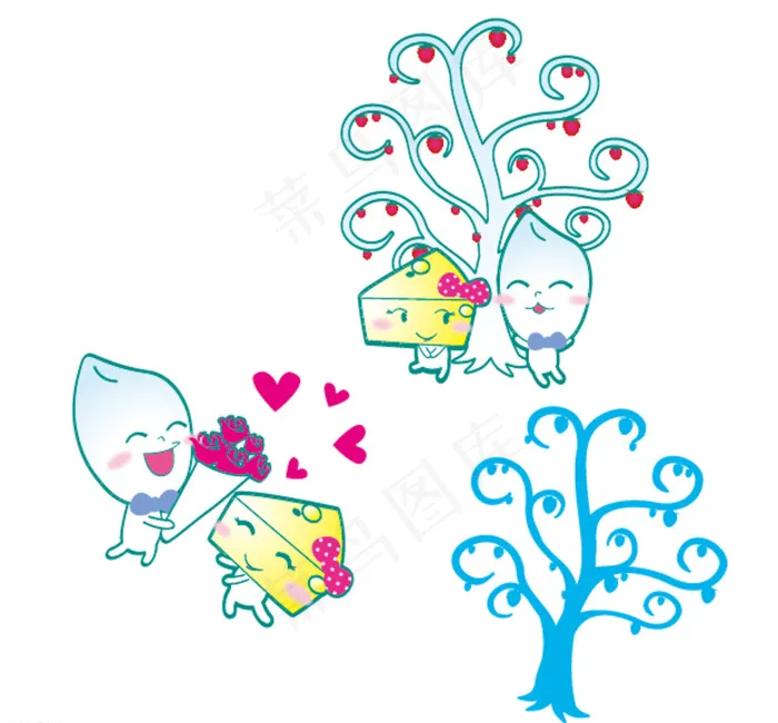 情人节素材 爱心树图片ai矢量模版下载