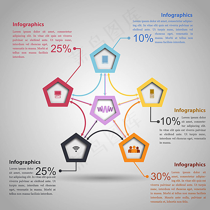 彩色商务信息图表eps,ai矢量模版下载