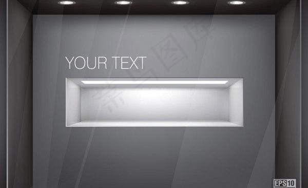 橱窗展示效果图模板矢量素材二