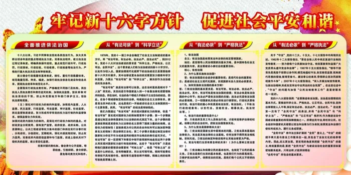 科学立法严格执法十六字方针宣传展板(7087X3543(DPI:150))psd模版下载