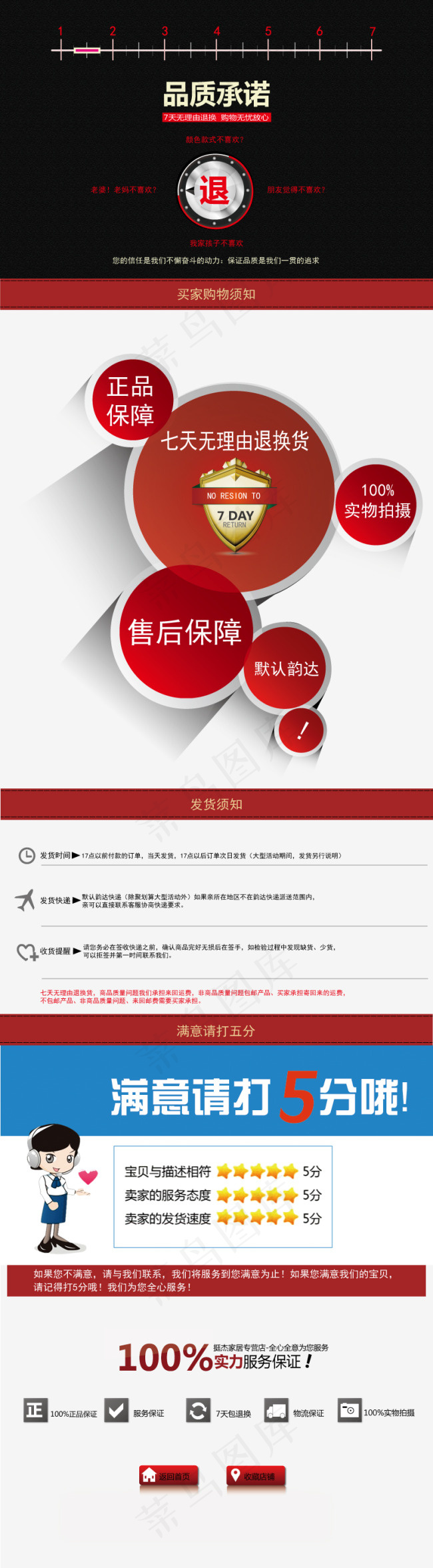 满意请打5分七天无理由退款详情页 ...