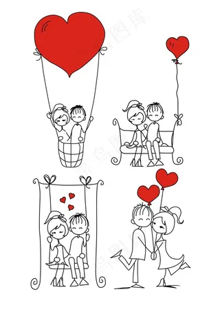 情人节卡通人物情侣