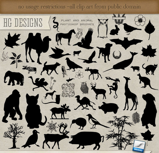 各种各样的动物剪影笔刷