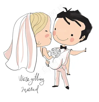 时尚卡通婚礼人物设计矢量素材