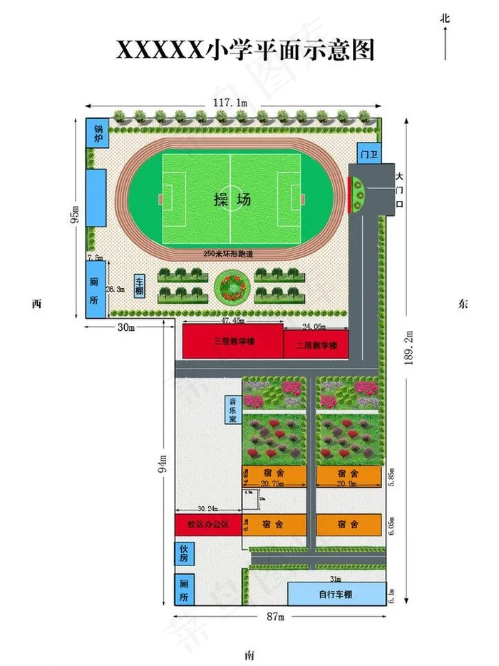 小学绿化规划图图片psd模版下载