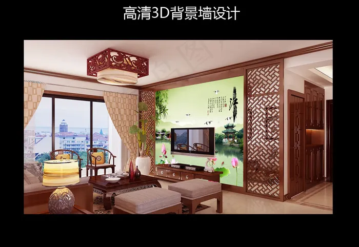 忆江南3D背景墙(9071X5669(DPI:72))psd模版下载