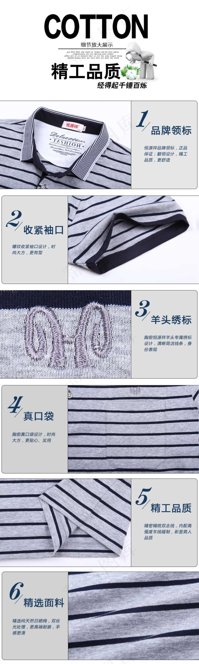 淘宝天猫男装详情页细节展示排版设计(790X2638(DPI:300))psd模版下载
