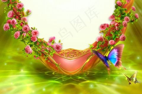 精美花卉装饰PSD边框设计