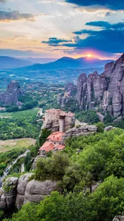 夕阳下的风景高清摄影图片