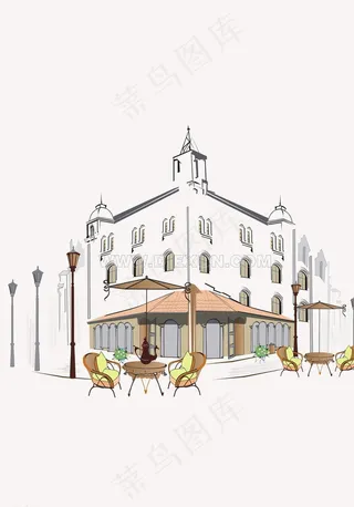 欧洲街道淡彩画图片