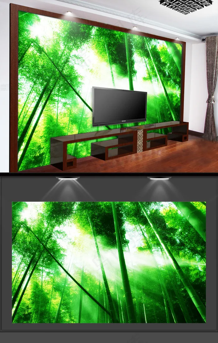 春天竹林风景电视背景墙(9071X5669(DPI:72))psd模版下载