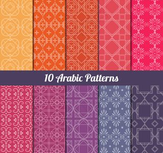 10款彩色阿拉伯花纹背景矢量素材