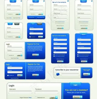 蓝色的注册登录框矢量素材