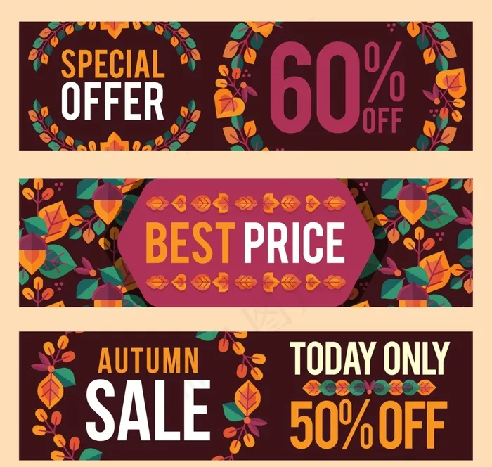 三款促销宣传海报bannerai矢量模版下载